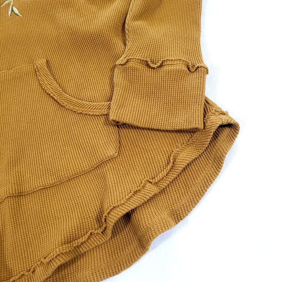 Isla Thermal floral Embroidered Hoodie Johnny Was M Mustard Yellow Cotton Boho - Picture 2 of 13